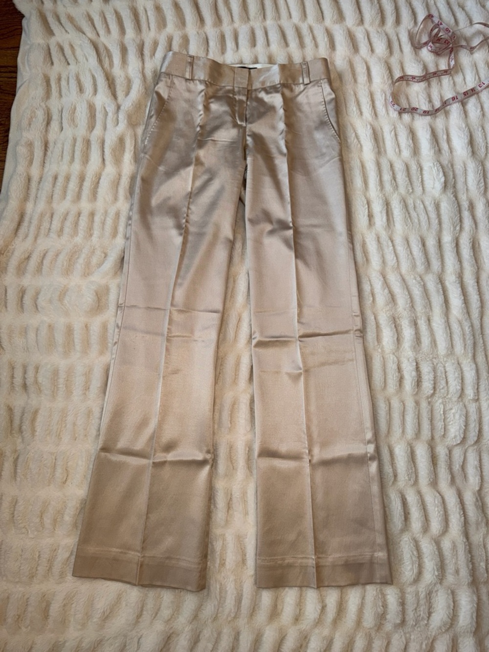 MaxMara Champagne Satin-Look Wide Leg Pants